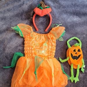 RUBIE'S Girl Infant Halloween Pumpkin Dress Costume with Small Treat Bag